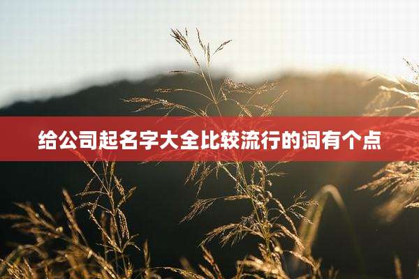 给公司起名字大全比较流行的词有个点