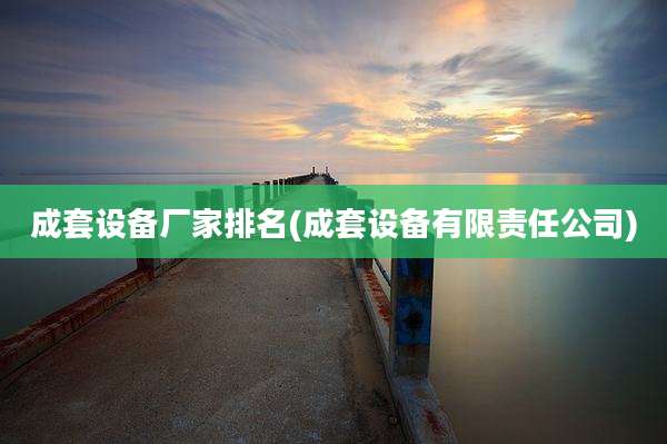 成套设备厂家排名(成套设备有限责任公司)