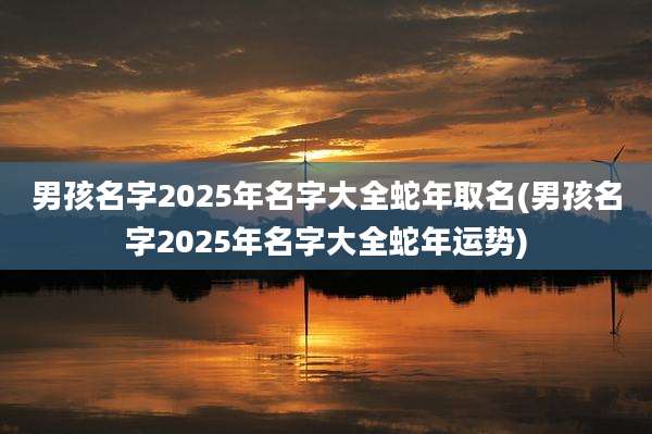 男孩名字2025年名字大全蛇年取名(男孩名字2025年名字大全蛇年运势)