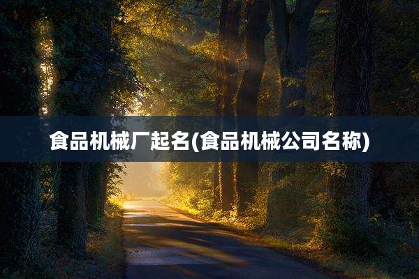 食品机械厂起名(食品机械公司名称)