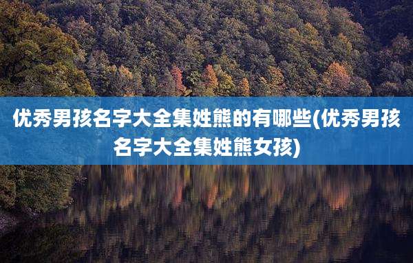 优秀男孩名字大全集姓熊的有哪些(优秀男孩名字大全集姓熊女孩)
