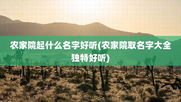 农家院起什么名字好听(农家院取名字大全独特好听)