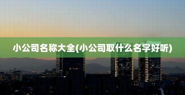 小公司名称大全(小公司取什么名字好听)