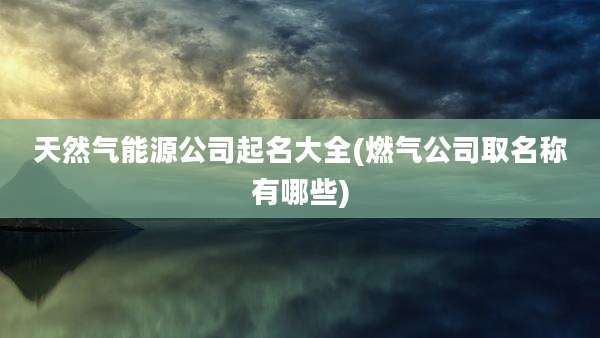 天然气能源公司起名大全(燃气公司取名称有哪些)