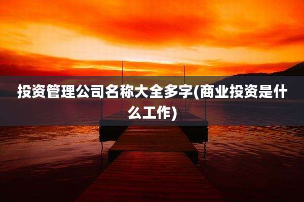 投资管理公司名称大全多字(商业投资是什么工作)