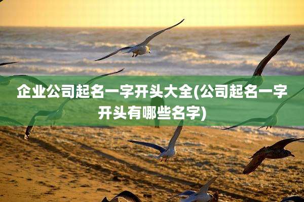 企业公司起名一字开头大全(公司起名一字开头有哪些名字)