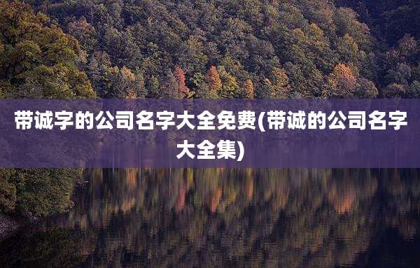 带诚字的公司名字大全免费(带诚的公司名字大全集)