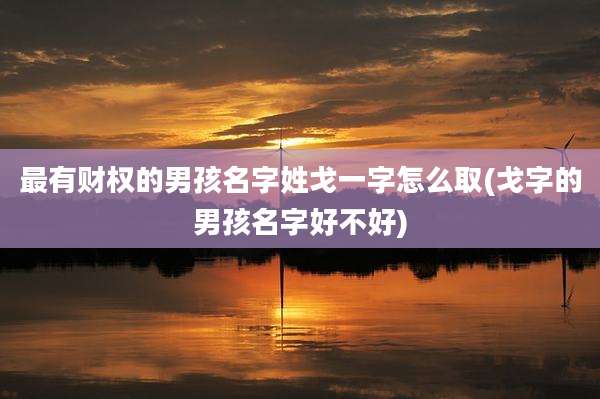 最有财权的男孩名字姓戈一字怎么取(戈字的男孩名字好不好)