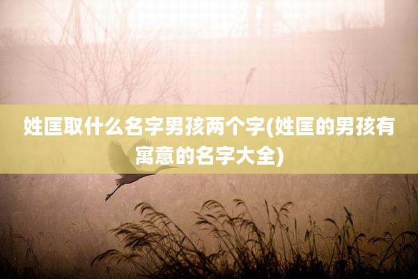 姓匡取什么名字男孩两个字(姓匡的男孩有寓意的名字大全)