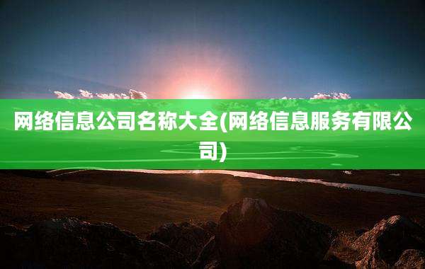网络信息公司名称大全(网络信息服务有限公司)
