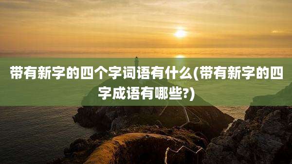 带有新字的四个字词语有什么(带有新字的四字成语有哪些?)