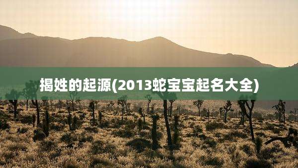 揭姓的起源(2013蛇宝宝起名大全)