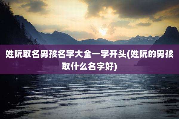 姓阮取名男孩名字大全一字开头(姓阮的男孩取什么名字好)