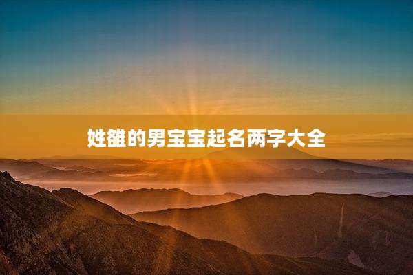 姓雒的男宝宝起名两字大全