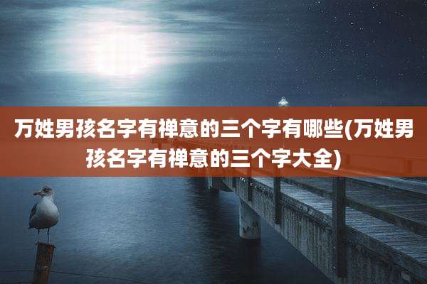 万姓男孩名字有禅意的三个字有哪些(万姓男孩名字有禅意的三个字大全)