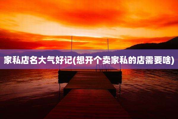 家私店名大气好记(想开个卖家私的店需要啥)