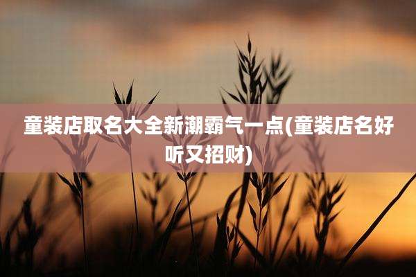 童装店取名大全新潮霸气一点(童装店名好听又招财)