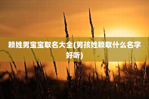 赖姓男宝宝取名大全(男孩姓赖取什么名字好听)