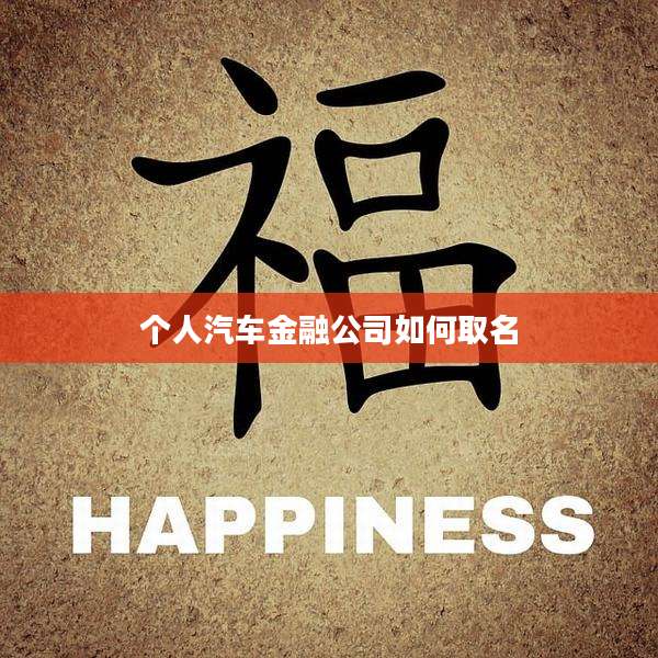 个人汽车金融公司如何取名