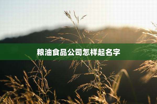 粮油食品公司怎样起名字