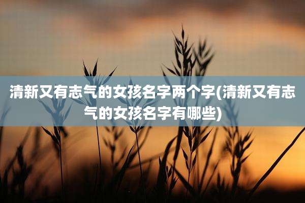 清新又有志气的女孩名字两个字(清新又有志气的女孩名字有哪些)