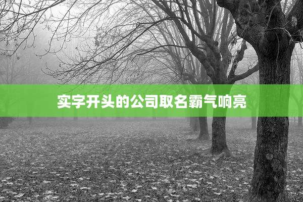 实字开头的公司取名霸气响亮