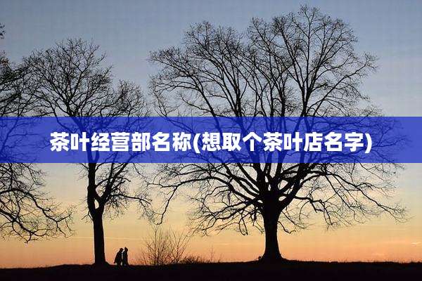 茶叶经营部名称(想取个茶叶店名字)