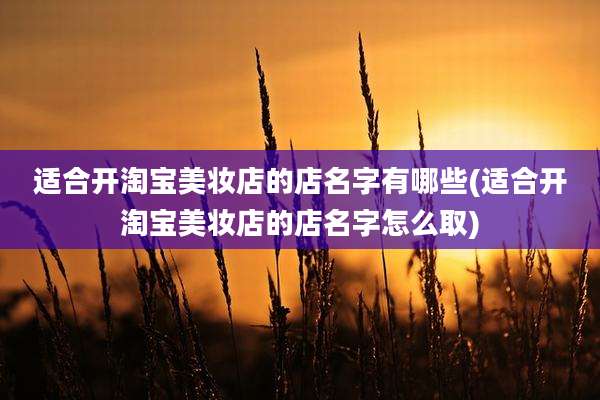 适合开淘宝美妆店的店名字有哪些(适合开淘宝美妆店的店名字怎么取)