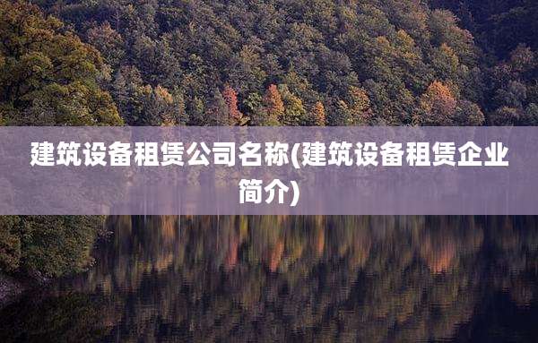 建筑设备租赁公司名称(建筑设备租赁企业简介)