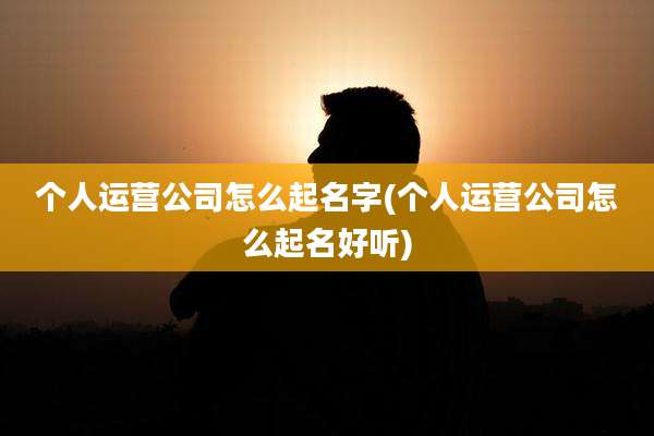 个人运营公司怎么起名字(个人运营公司怎么起名好听)