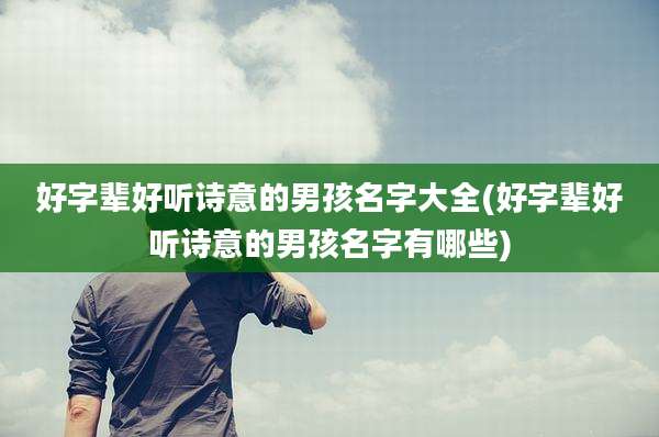好字辈好听诗意的男孩名字大全(好字辈好听诗意的男孩名字有哪些)