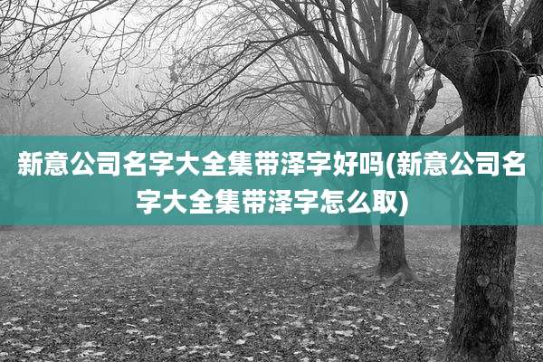 新意公司名字大全集带泽字好吗(新意公司名字大全集带泽字怎么取)
