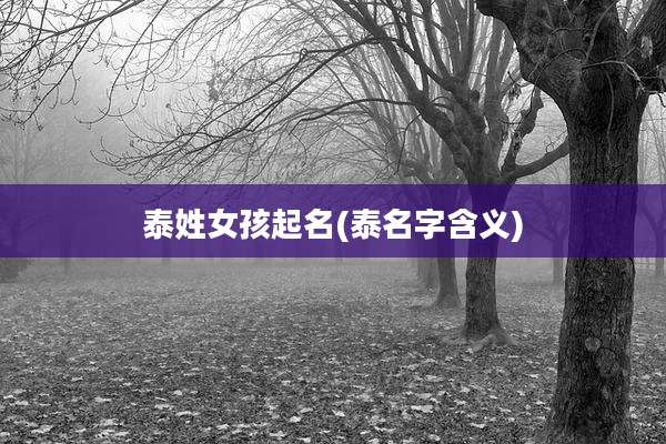 泰姓女孩起名(泰名字含义)