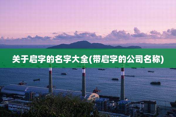 关于启字的名字大全(带启字的公司名称)