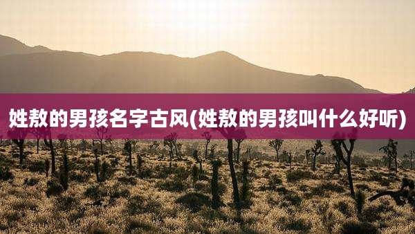 姓敖的男孩名字古风(姓敖的男孩叫什么好听)