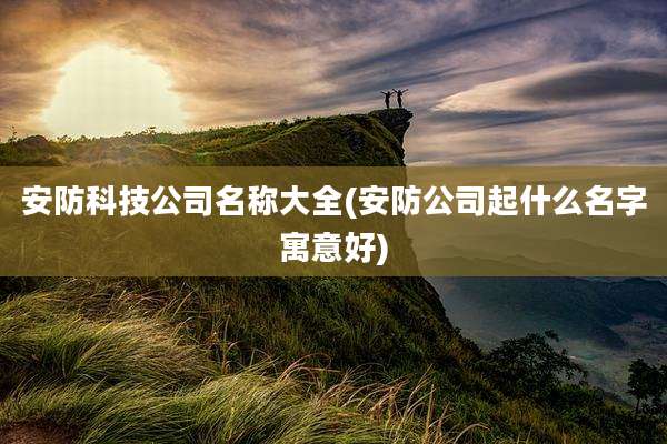 安防科技公司名称大全(安防公司起什么名字寓意好)