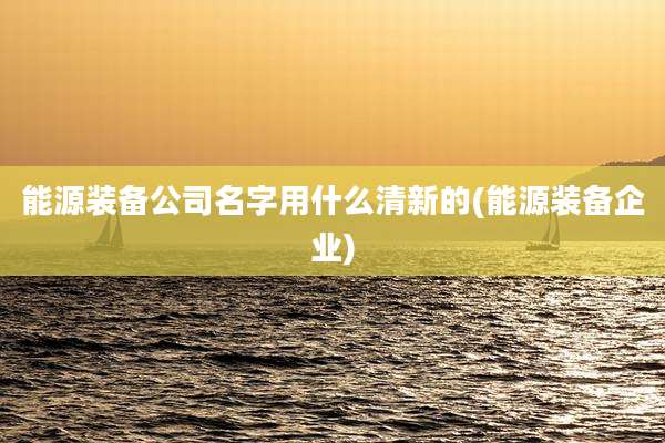能源装备公司名字用什么清新的(能源装备企业)