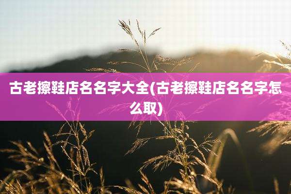 古老擦鞋店名名字大全(古老擦鞋店名名字怎么取)