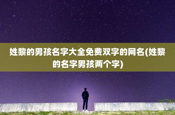 姓黎的男孩名字大全免费双字的网名(姓黎的名字男孩两个字)