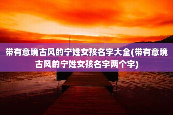 带有意境古风的宁姓女孩名字大全(带有意境古风的宁姓女孩名字两个字)