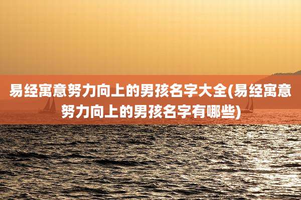 易经寓意努力向上的男孩名字大全(易经寓意努力向上的男孩名字有哪些)