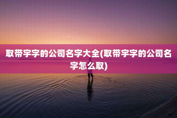取带宇字的公司名字大全(取带宇字的公司名字怎么取)