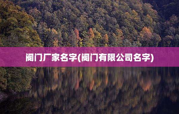 阀门厂家名字(阀门有限公司名字)
