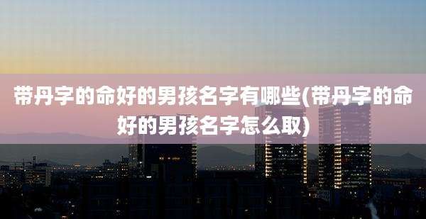 带丹字的命好的男孩名字有哪些(带丹字的命好的男孩名字怎么取)