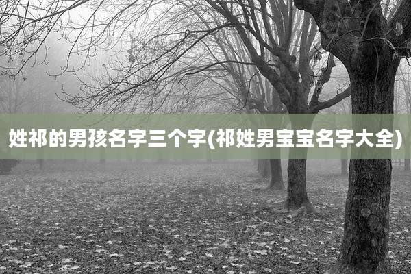 姓祁的男孩名字三个字(祁姓男宝宝名字大全)