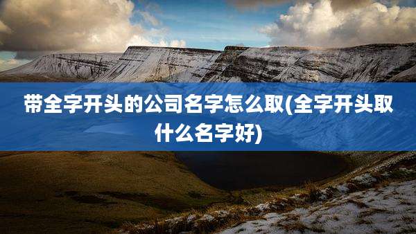 带全字开头的公司名字怎么取(全字开头取什么名字好)