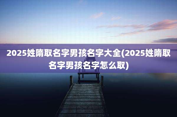 2025姓隋取名字男孩名字大全(2025姓隋取名字男孩名字怎么取)