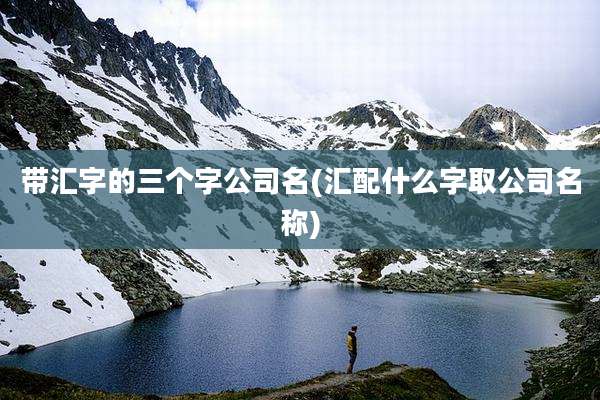 带汇字的三个字公司名(汇配什么字取公司名称)