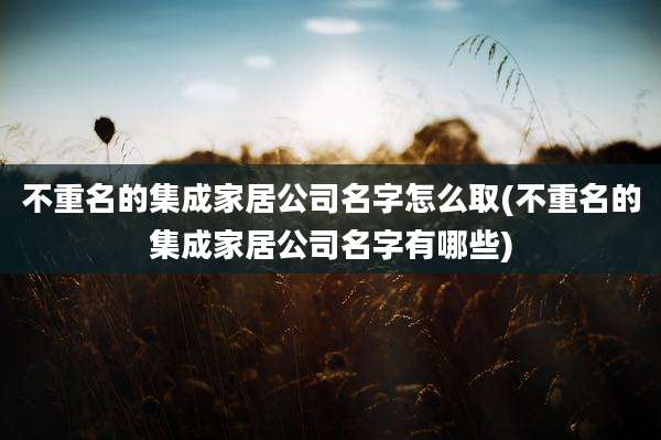不重名的集成家居公司名字怎么取(不重名的集成家居公司名字有哪些)