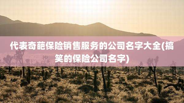 代表奇葩保险销售服务的公司名字大全(搞笑的保险公司名字)